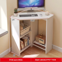 Bureau d'ordinateur d'angle triangulaire moderne pour petite maison avec étagère de rangement, gain de place, utilisation commerciale, table d'écriture modulaire