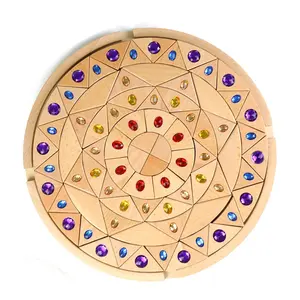 Diy Beukenhout Kleurrijke Gem Blokken Diamant Blokken Puzzel Mandala Bricks Grappig Ouder-kind Interactieve Familie Game Regenboog Kleur