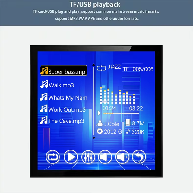 Smart for Home Amplifier 2.8in HD Touch Screen FM Radio Timer Control Multi-Zone Audio Ceiling Speakers 4x25W