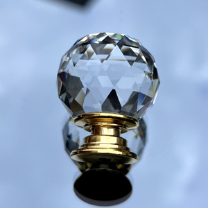 Xiduo Crystal Glass Handle Round Minimalist <b>Drawer</b> Cabinet <b>Knob</b> Durable Plated Finish Universal Fit - Product Image 5