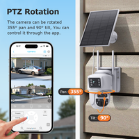 6MP 15X Three Lens Panoramic PTZ Camera Solar Battery Powered PIR WiFi Two-Way Audio Night Vision CMOS Outdoor IP Home Security