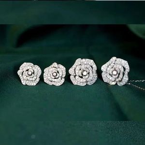 Xinfly Wholesale 18K Gold Diamond Rose Necklace Earrings Ring <b>Bracelet</b> <b>Sets</b> for Woman - Product Image 4