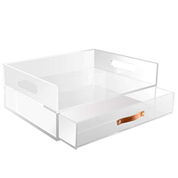 Tiroir organiseur de bureau en acrylique, boîte à lettres, avec plateau