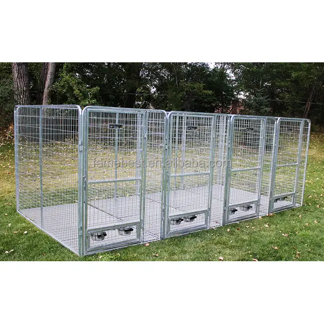 Premium Outdoor Hot Dipped Galvanized Large Dog Kennels with Rotating Water Bowls