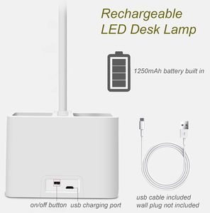 โคมไฟตั้งโต๊ะ LED แบบคอห่านปรับได้ ใช้แบตเตอรี่แบบชาร์จไฟได้ ดีไซน์ทันสมัย ทรงสี่เหลี่ยม สีขาว ขนาดเล็ก สำหรับใช้ในบ้านและสำนักงาน ขายส่ง - Product Image 6