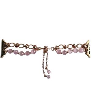 Bracelet pour Apple Watch, bracelet perlé, perles roses, chaîne Bolo réglable, or rose, compatible pour femmes - Product Image 5