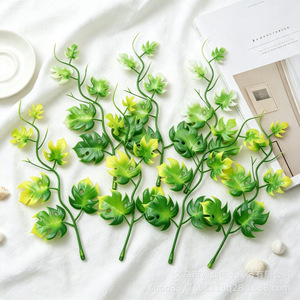 Simulated Monstera <b>Leaves</b> And Branches Diy Wreath Materials <b>Wall</b> Hanging Green Plant <b>Decoration</b> Base - Product Image 2