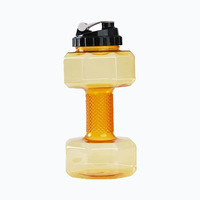 Bouteille d'eau de sport en PP personnalisée en gros, pas chère, en forme d'haltère, 2200 ml, pour la course à pied et le fitness