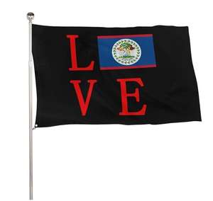 <span class=keywords><strong>Drapeau</strong></span> de la Belize avec l'écusson de la Belize <span class=keywords><strong>sur</strong></span> un fond bleu, 3x5 pieds, 100% polyester 100D, résistant aux UV - Product Image 2