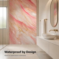 Lámina de PVC con Efecto Mármol, Panel Decorativo Impermeable para Paredes, Revestimiento Interior con Efecto Mármol, Material de Construcción