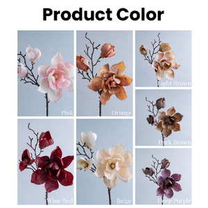 ดอกแมกโนเลียสีชมพูแบบใหม่ 3 หัว ดอกไม้ประดิษฐ์จากผ้าไหมสำหรับตกแต่งฉากหลังงานแต่งงานและตกแต่งบ้าน - Product Image 3