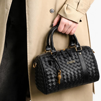 Bolso de Hombro Tejido Retro Premium 2026, Bolso de Mano Simple y Versátil, Tipo Boston, para Mujer, con Logotipo Personalizable