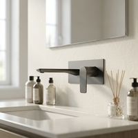 Robinet de lavabo mural moderne en laiton Momali, avec eau chaude et froide, noir, pour hôtel, directement de l'usine