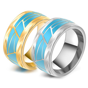 Anillo Geométrico de Resina Epoxi y Acero Inoxidable 304 de 10 mm, Color Oro y Plata, Joyería de Moda Unisex, Regalo - Product Image 1