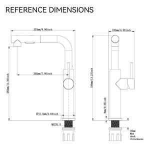 Robinet de cuisine à bec rétractable à 2 fonctions, installation facile, moderne, noir, robinets 304, 1 poignée, trou unique - Product Image 3