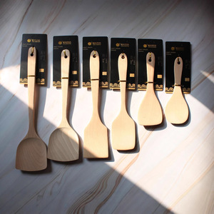 Wooden Spatula <b>Set</b> 6 Pieces Long Handle Lightweight Cooking Utensils Spoon And Spatula Kit - Product Image 1