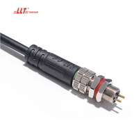 LLT Circular Waterproof M8 2Pin Led Metal Plugs Screw Waterproof Panel Mount Cable Connector