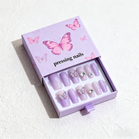 Boîte d'emballage vide de faux ongles avec logo personnalisé en usine Boîte cadeau vide de colle à ongles à la mode de qualité supérieure et d'ongles à presser