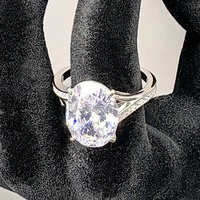 Radiant Glamour Bague pour femme en argent sterling 925 Diamant Moissanite ovale captivant serti en plaqué rhodium Radiate Fine Jewelry