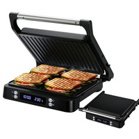 Grill électrique détachable ANWELL à 4 tranches en acier inoxydable, grill numérique à 180 degrés, 2000W de puissance élevée avec commande tactile