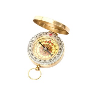 Brass <b>Compass</b> Flip Top Luminous Pocket <b>Watch</b> <b>Compass</b> Hiking Outdoor Navigation Medium Size Pointer Dial Display - Product Image 5