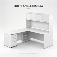 Bureau de direction en L avec huche et meuble de rangement mobile, poste de travail informatique pour bureau à domicile, entreprise et étude