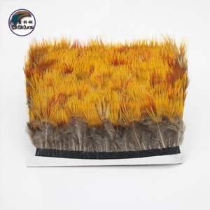 2-3.2 inch (5-8 cm) thiên nhiên màu đỏ gà lôi lông Trims rìa với satin Ribbon may thủ công trang phục trang trí - Product Image 3