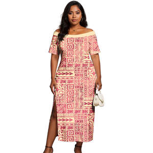 Robe de soirée Aloha pour femmes, motif personnalisé de <span class=keywords><strong>tatouage</strong></span> tribal polynésien, épaules dénudées sexy, grande taille - Product Image 5