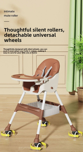 Chaise haute pliable 3 en 1 pour bébé, avec dossier inclinable réglable, chaise de repas multifonctionnelle et sécurisée pour nourrissons et tout-petits - Product Image 2