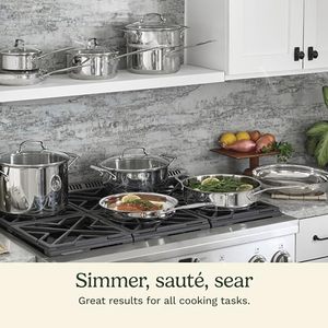 Ensemble de casseroles en acier inoxydable 5 plis 16/20/<span class=keywords><strong>24</strong></span>/28 <span class=keywords><strong>cm</strong></span> Moderne Prêt pour l'induction complète Couvercle en verre Pots et poêles polis Écologique - Product Image 6
