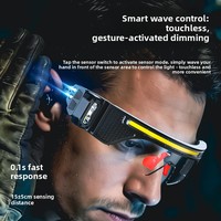 Nouveaux phares LED à induction transfrontaliers, rechargeables par USB, étanches IP44, noirs/jaunes, avec lunettes de travail, intensité réglable, lumière chaude 3500K