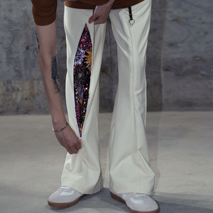 <span class=keywords><strong>Pantalon</strong></span> superposé brodé de paillettes personnalisé pour femme – Bas de <span class=keywords><strong>pantalon</strong></span> tendance pour dames - Product Image 1