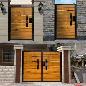 Porta da Giardino Moderna Antifurto in Lega di Alluminio e Ferro, Porta d'Ingresso in Acciaio Inox, Plastica e Legno, Singola o Doppia, Garanzia 1 Anno - Product Image 2