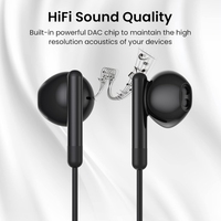 Écouteurs audio numériques USB C haut de gamme, écouteurs filaires stéréo avec micro pour le jeu et la musique, écouteurs filaires de type C professionnels noirs