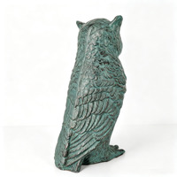 Statue d'hibou en aluminium, figurine d'oiseau, finition verdigris, sculptures d'animaux, art, décoration de table, jardin, bureau, ornement, cadeau, artisanat