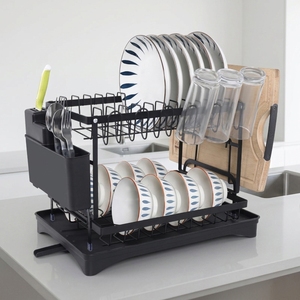 <span class=keywords><strong>Escurridor</strong></span> de <span class=keywords><strong>Platos</strong></span> de 2 Niveles con Bandeja de Drenaje, Directo de Fábrica, para Encimera de Cocina, Venta al Por Mayor OEM/ODM - Product Image 1