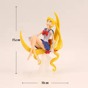 Mainan figur aksi PVC boneka kue Dekorasi figur Anime kartun Sailor Moon 14cm mainan bayi untuk anak perempuan hadiah Halloween