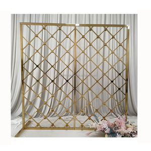 <strong>Mehndi</strong> Event Decoration Props Gold Stainless Steel <strong>Candle</strong> Wall Background for Wedding Banquet Hall Decor - Product Image 1