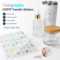 Étiquettes autocollantes personnalisées en transfert UVDTF holographique, décalcomanies avec logo personnalisé pour l'emballage en verre, plastique et métal