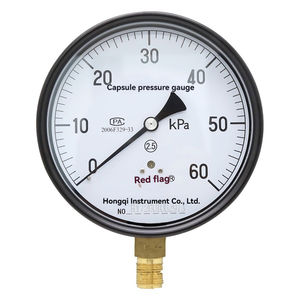 Bandeira vermelha YE-150 0-6KPA Barômetro 100mm Brass Diafragma Box Pressure Gauge com montagem inferior 100% Tipo de volta - Product Image 6