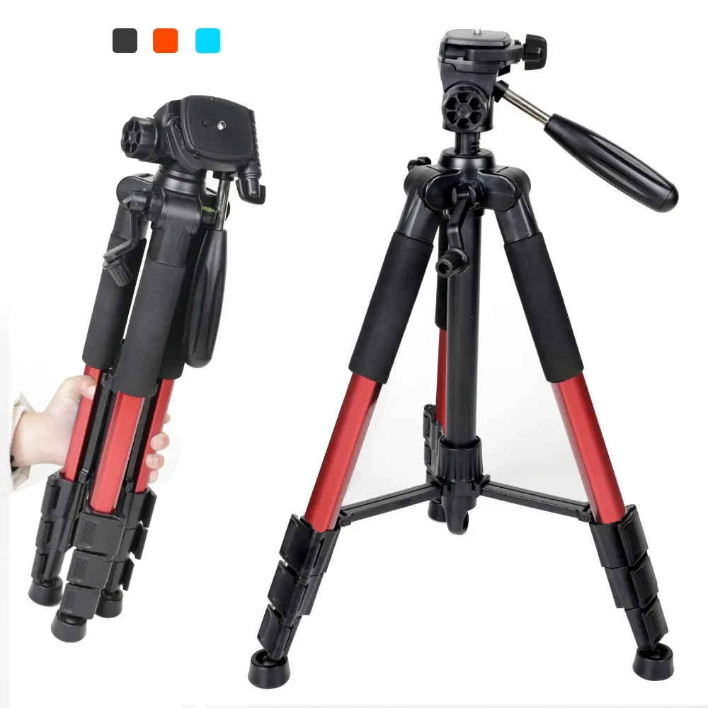 Aluminum Video Travel Tripod Fulid Head 5KG Maxload 1.4M Length Tripod for Canon Nikon Sony DSLR Camera Stand