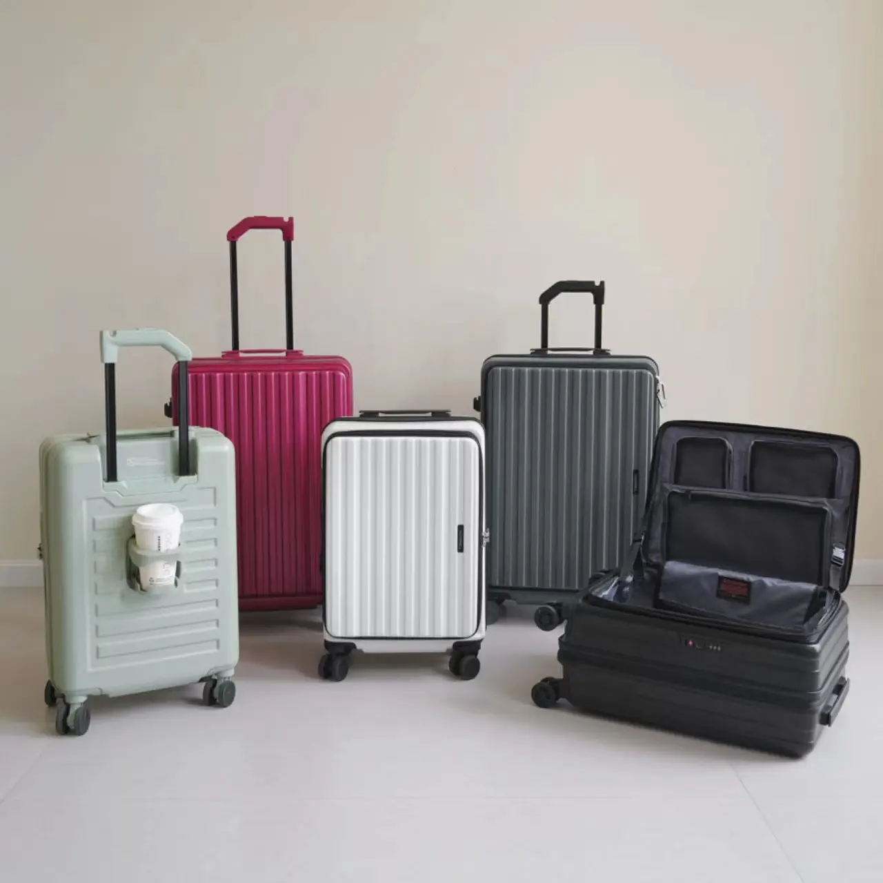 Commercio all'ingrosso della fabbrica 20 pollici carry on valigia anteriore aperta pc valigetta 24 pollici multifunzione trolley universale ruota