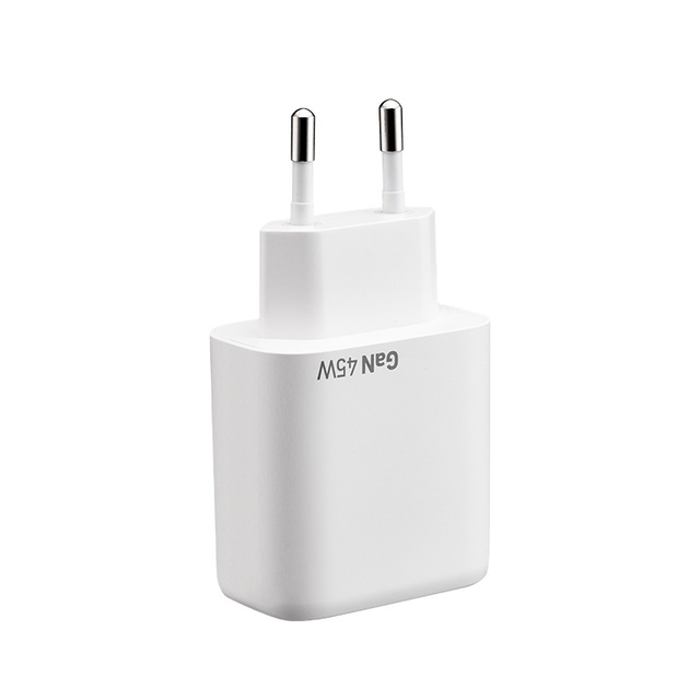 45W PD GaN Wall Charger with Dual Type-C Ports OVP Protection for Laptop & Mobile Phone