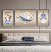 Décoration d'intérieur en plumes, peinture sur toile abstraite moderne de luxe, impression de cristal, art mural pour salon