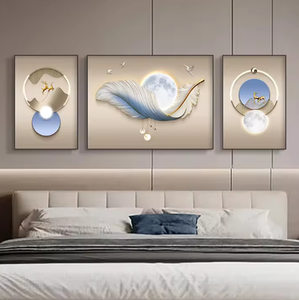 Decorazione Casa con Piume, Dipinto su Tela Moderno di Lusso con Stampa Cristallina Astratta, Arte Murale per Soggiorno - Product Image 3