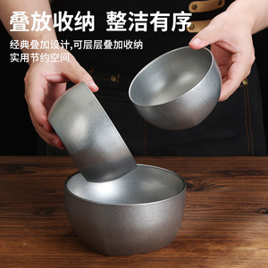 Vintage 304 Stainless Steel Rice Bowl Double Layer Soup Bowl Antique Dishware Noodle Bowl Barbecue Restaurant Kimchi Lunch Bowl - Product Image 5