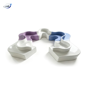 Modular Color-Block FRP Curved <b>Bench</b> Set Interlocking Puzzle-Shaped Outdoor Furniture - Product Image 6