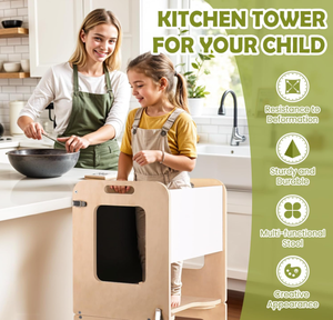 Taburete plegable de <span class=keywords><strong>cocina</strong></span> <span class=keywords><strong>para</strong></span> niños pequeños con torre de pie de aprendizaje con pizarra y pizarra blanca - Product Image 4
