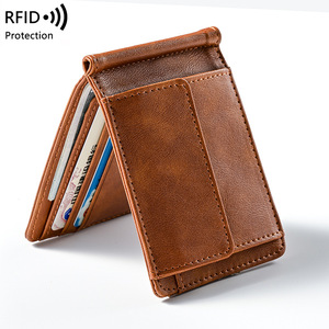 RFID Blocking Men's Slim Wallet Vintage Leather Bifold Money <b>Clip</b> Front Pocket Card Holder Wholesale - Product Image 5