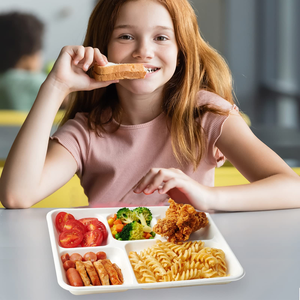 Disposable Cheese Dip & Sushi <b>Tray</b> 2 Compartment Sugarcane Bagasse <b>Snack</b> Container for Nachos Chewing Gum - Product Image 2